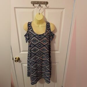 Planet Gold Cold-shoulder Aztec print Dress